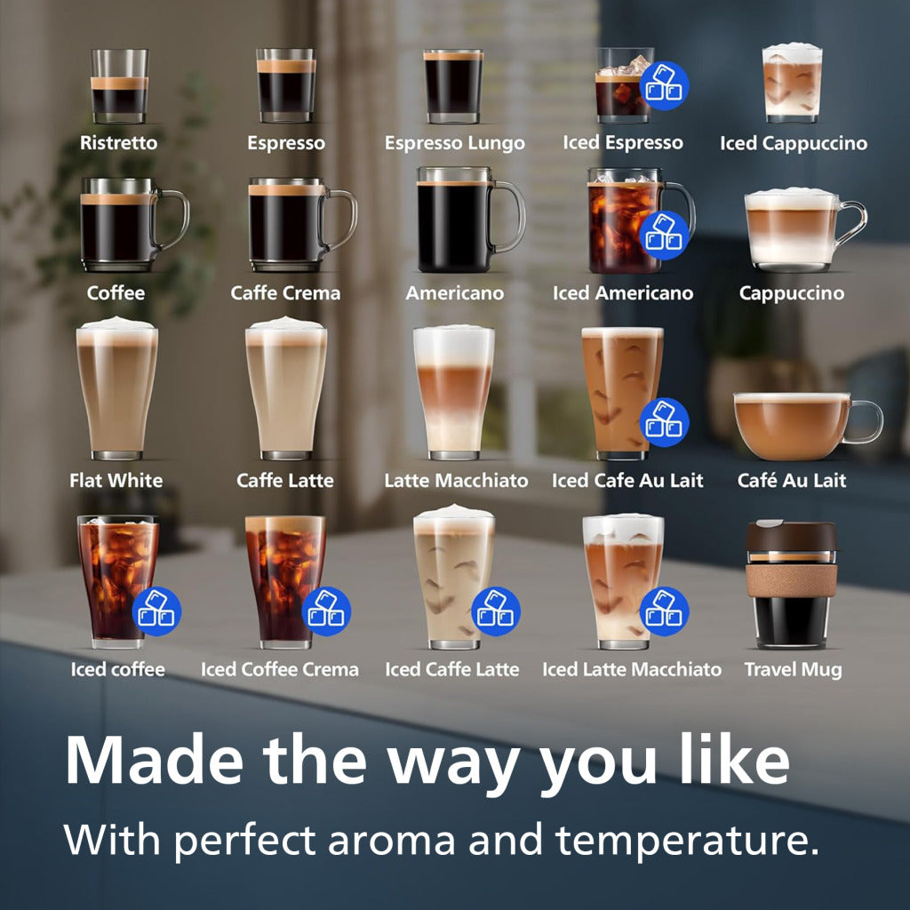 Espressomaschine Series 5500 EP5546/70 – LatteGo Milchsystem, 20 Heiße und Kalte Kaffeespezialitäten, Mit SilentBrew, QuickStart, Schwarz/Silber