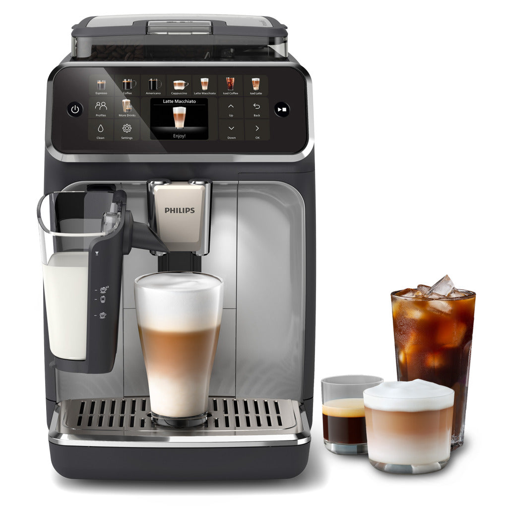 Espressomaschine Series 5500 EP5546/70 – LatteGo Milchsystem, 20 Heiße und Kalte Kaffeespezialitäten, Mit SilentBrew, QuickStart, Schwarz/Silber