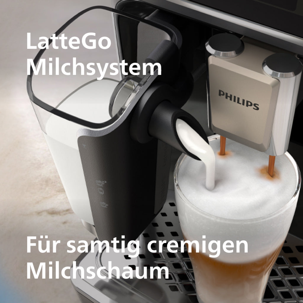 Espressomaschine Series 5500 EP5546/70 – LatteGo Milchsystem, 20 Heiße und Kalte Kaffeespezialitäten, Mit SilentBrew, QuickStart, Schwarz/Silber